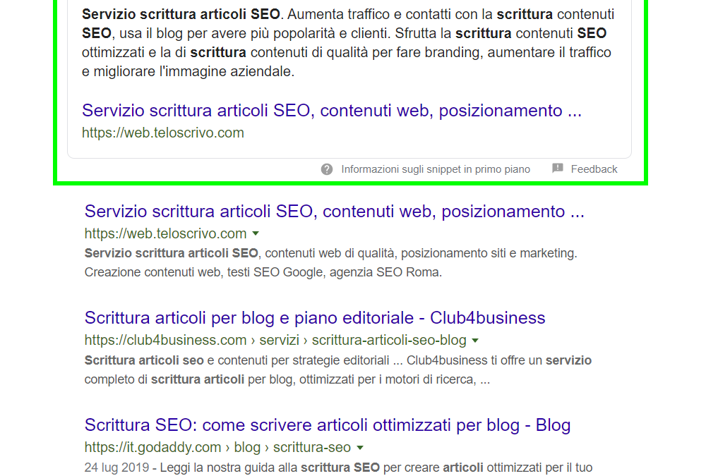 Posizione zero Google