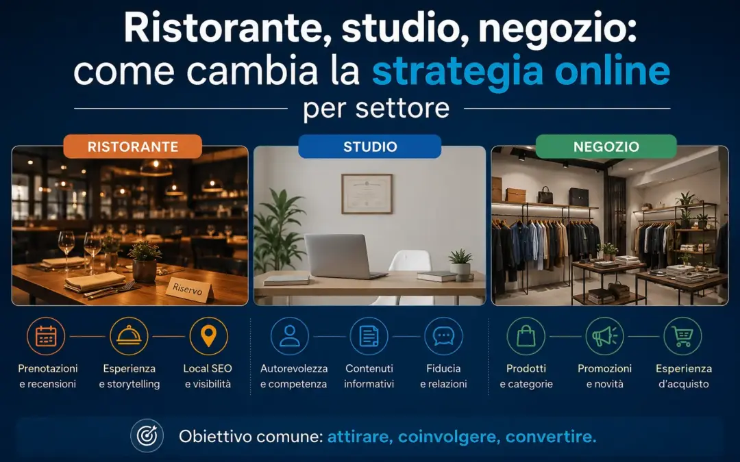Ristorante, studio, negozio: come cambia la strategia online per settore
